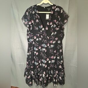 City Chic Black Chiffon Floral Dress